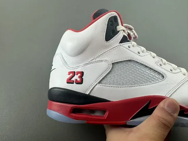 Air Jordan 5 White Red Black Basketball Shoes 3