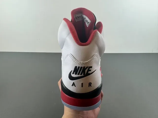 Air Jordan 5 White Red Black Basketball Shoes 4