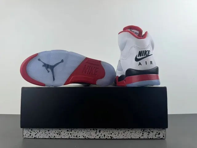 Air Jordan 5 White Red Black Basketball Shoes 17