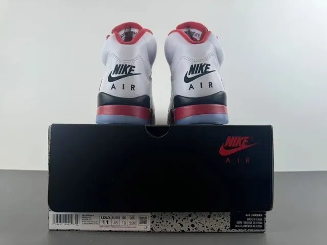 Air Jordan 5 White Red Black Basketball Shoes 18
