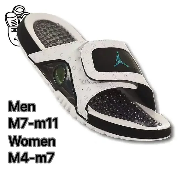 Air Jordan Slide Blanc Noir Bride Cuir Brodé Logo Jumpman Chaussures 2