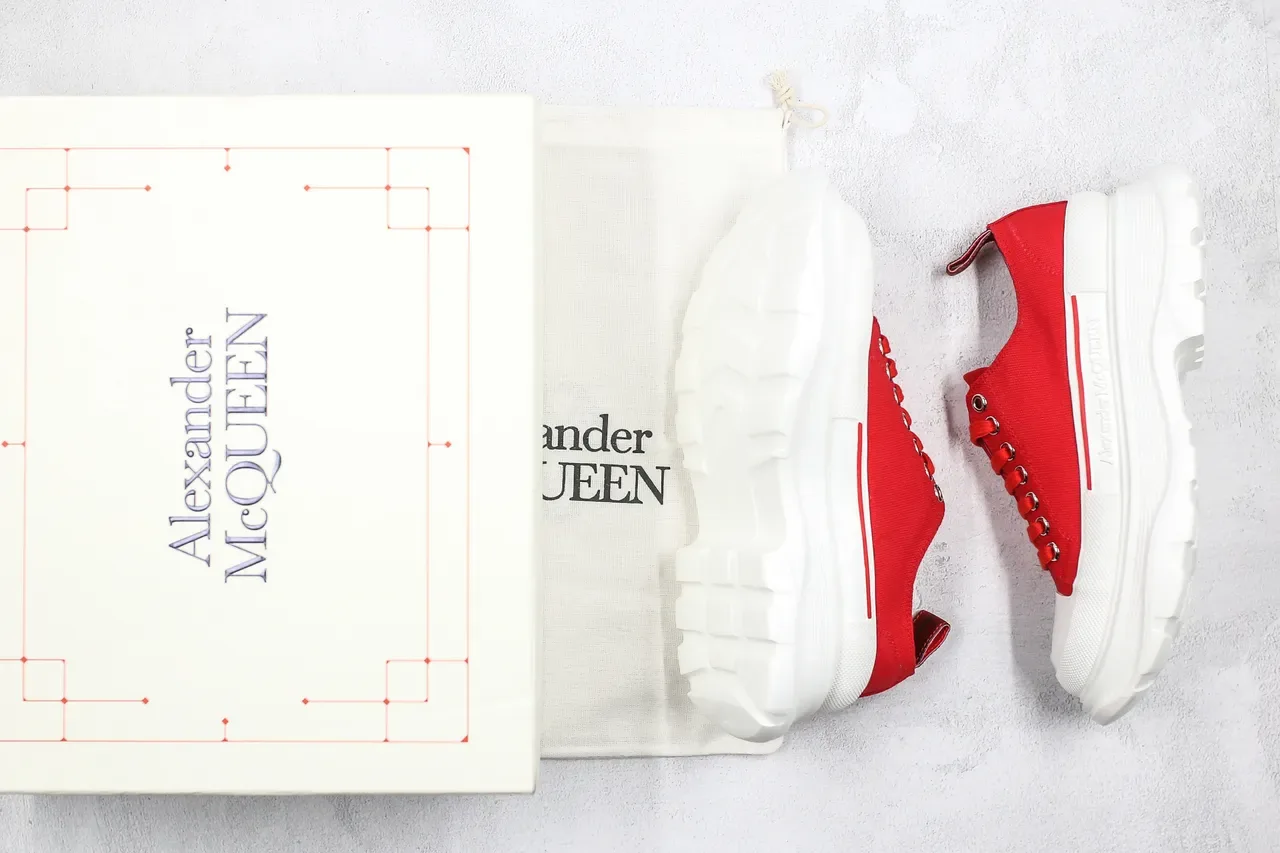 Alexander McQueen Oversized Sneaker Red Canvas Chunky Sneakers 5