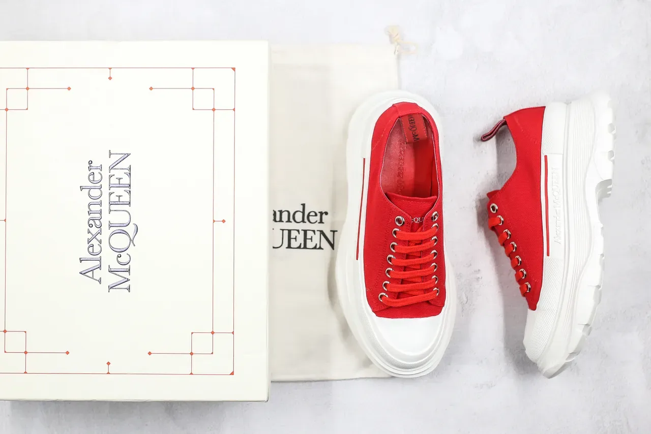 Alexander McQueen Oversized Sneaker Red Canvas Chunky Sneakers 6
