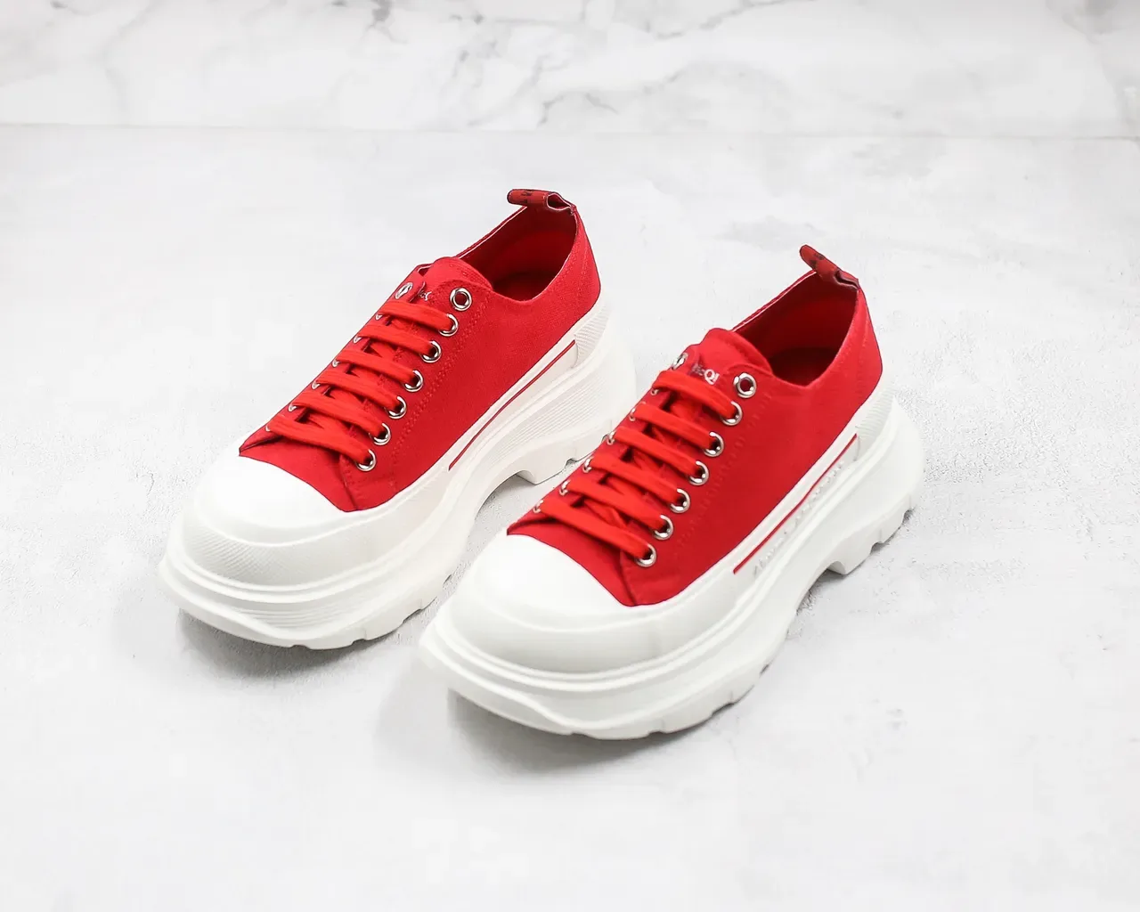 Alexander McQueen Oversized Sneaker Red Canvas Chunky Sneakers 7