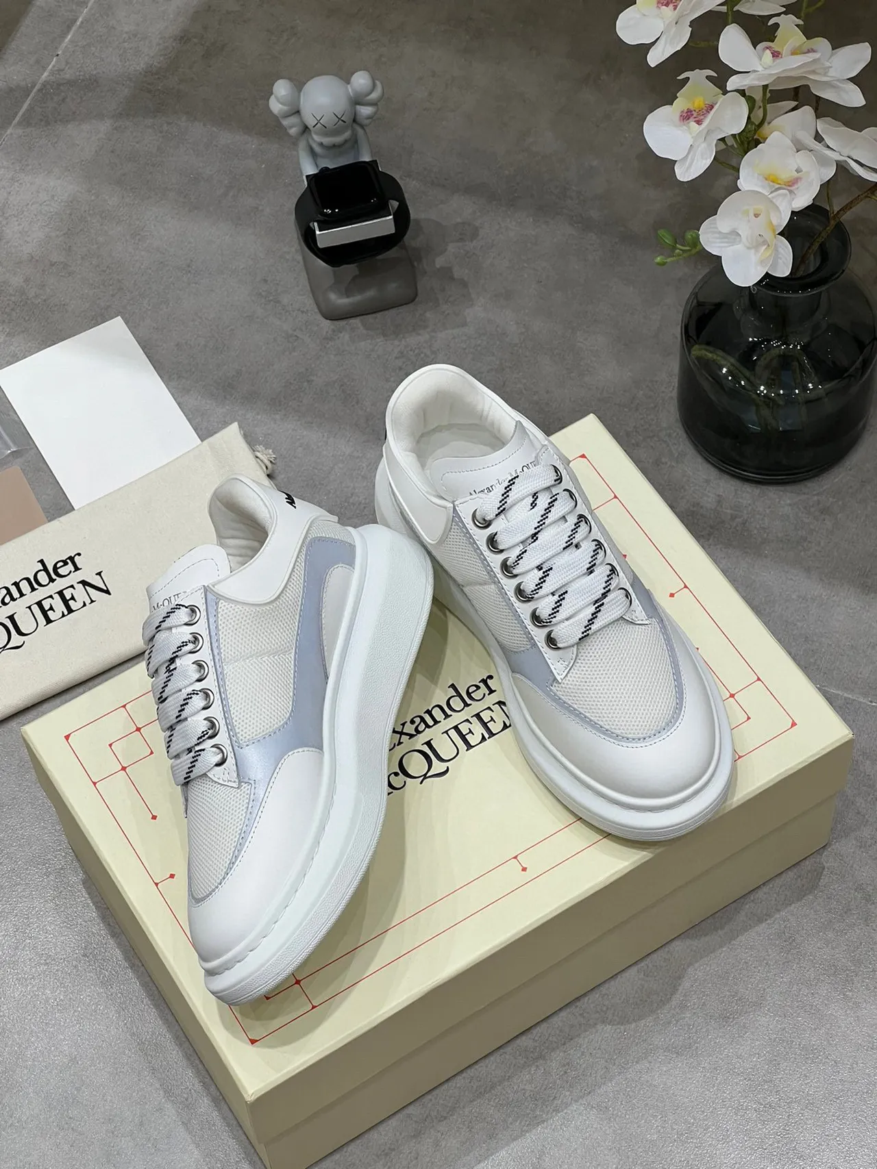 Alexander McQueen Oversized Sneaker White and Gray Lifestyle Sneakers 2
