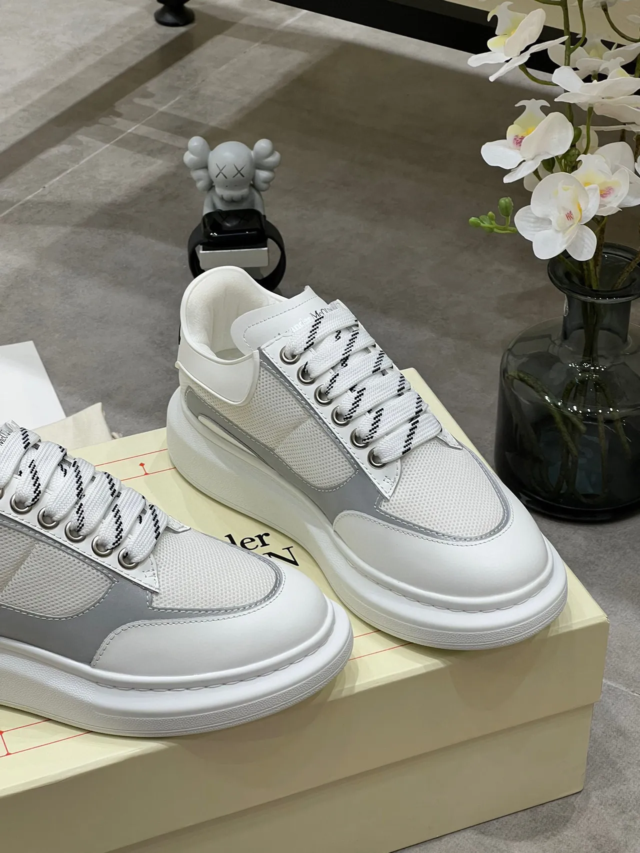 Alexander McQueen Oversized Sneaker White and Gray Lifestyle Sneakers 3