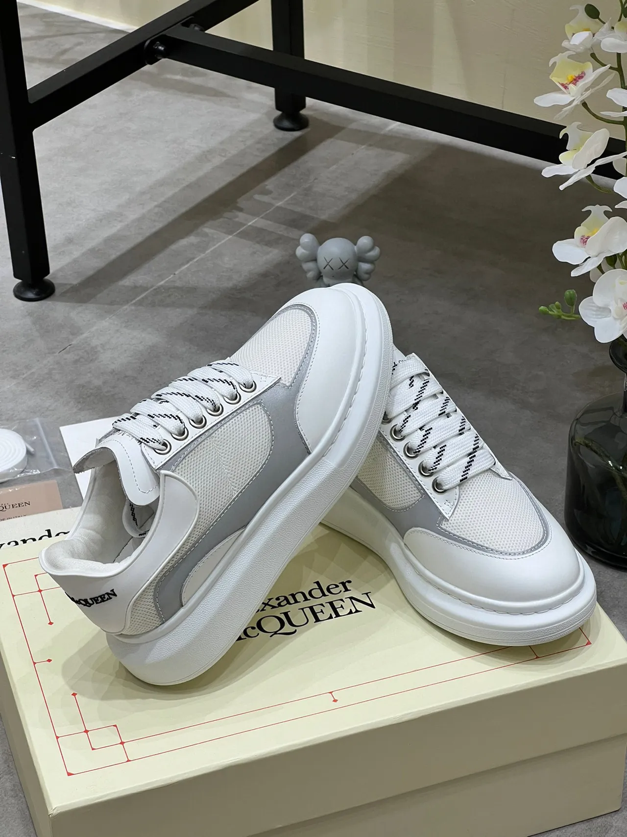 Alexander McQueen Oversized Sneaker White and Gray Lifestyle Sneakers 4