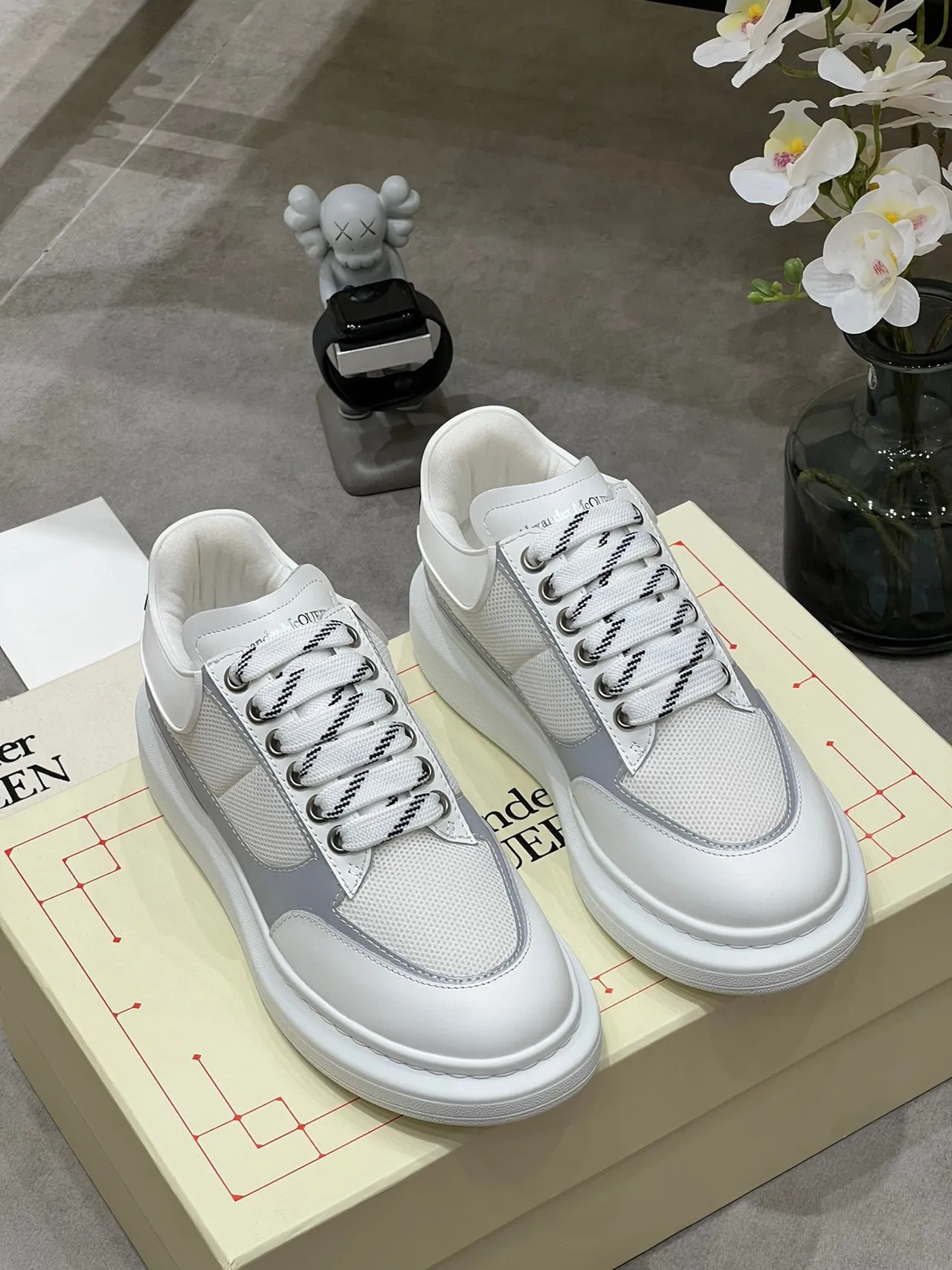 Alexander McQueen Oversized Sneaker White and Gray Lifestyle Sneakers 9