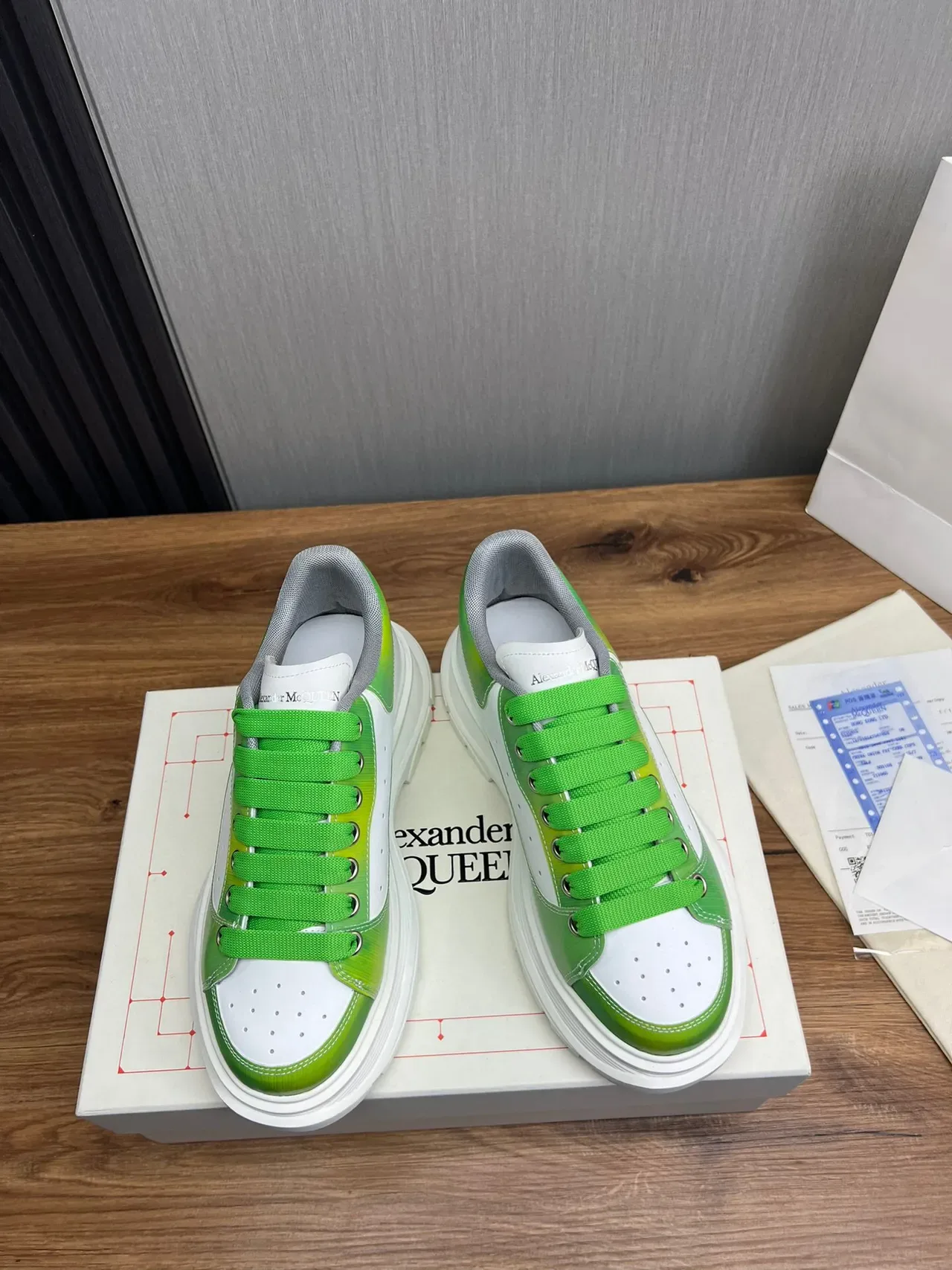 Alexander McQueen Oversized Sneaker White and Green Chunky Sneakers 3