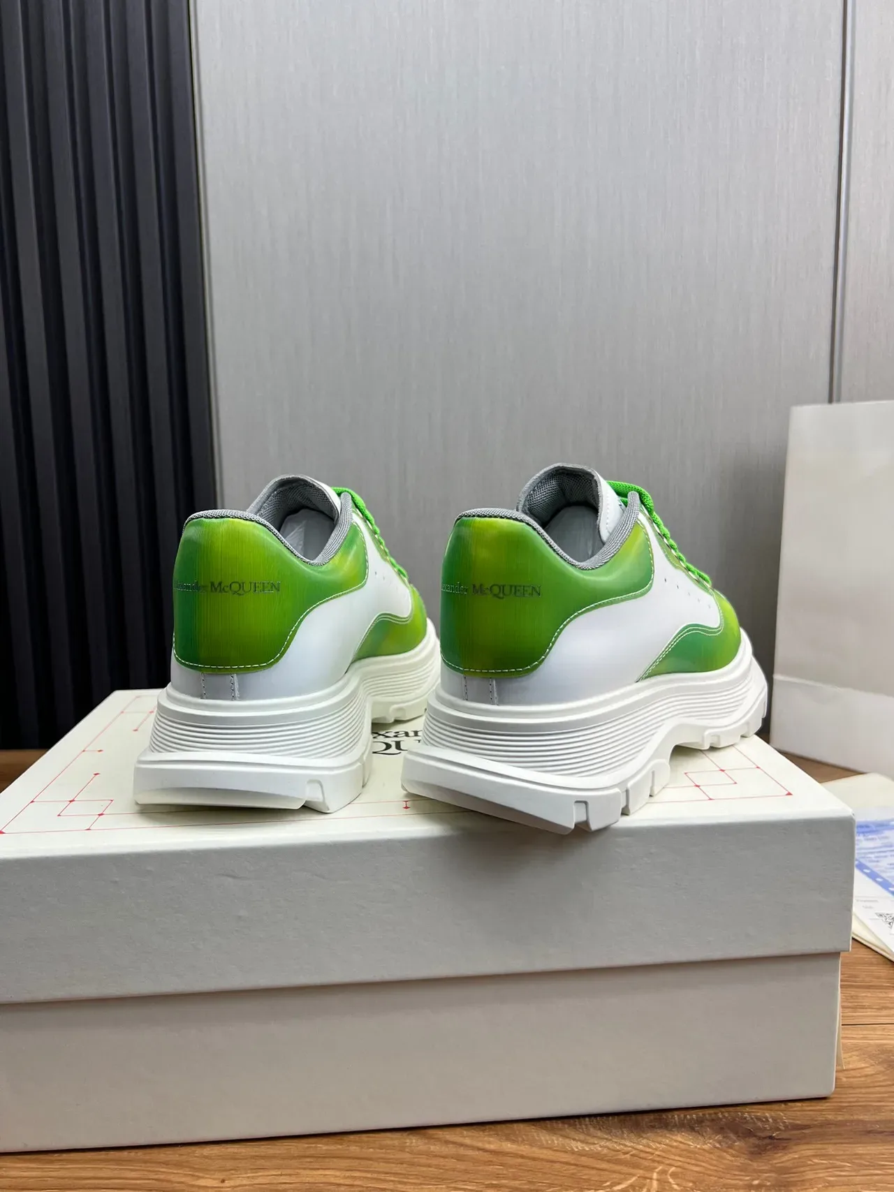 Alexander McQueen Oversized Sneaker White and Green Chunky Sneakers 5