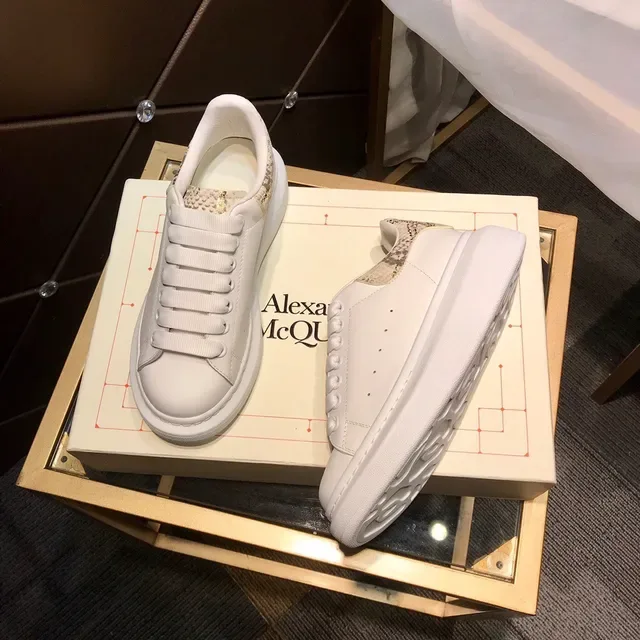 Alexander McQueen ओवरसाइज्ड स्नीकर व्हाइट बीज प्लेटफॉर्म चमड़ा लाइफस्टाइल स्नीकर 8