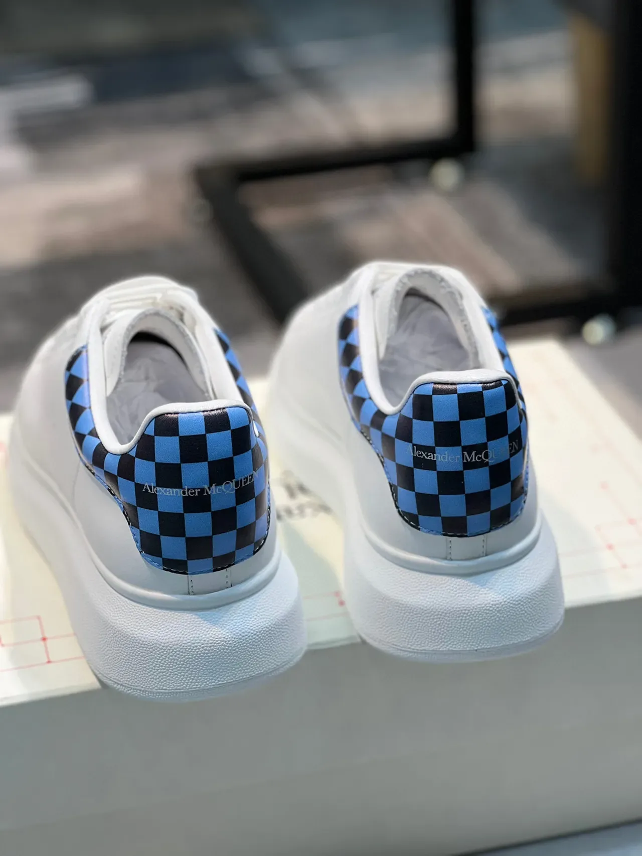Alexander McQueen Oversized Sneaker White Blue Platform Sole Smooth Leather Upper Lifestyle Sneakers 2