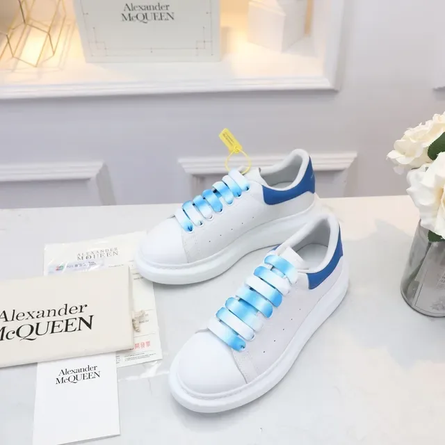 Alexander McQueen Oversized Sneaker White Blue Platform Sole Smooth Leather Upper Lifestyle Sneakers 3