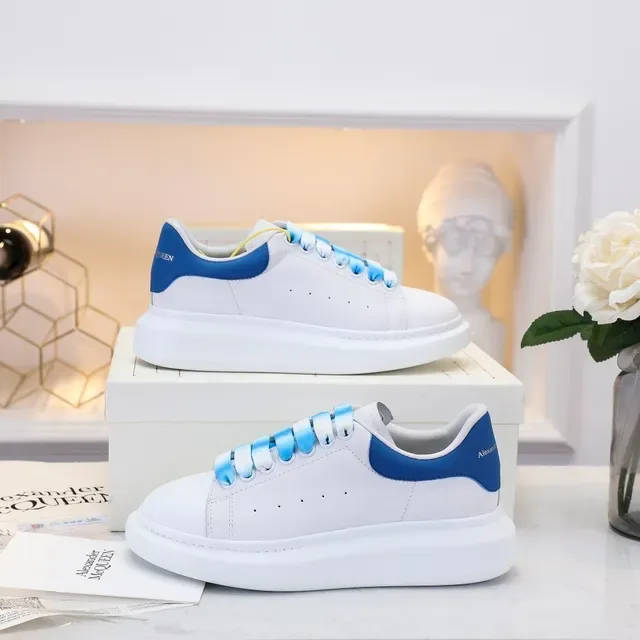 Alexander McQueen Oversized Sneaker White Blue Platform Sole Smooth Leather Upper Lifestyle Sneakers 4