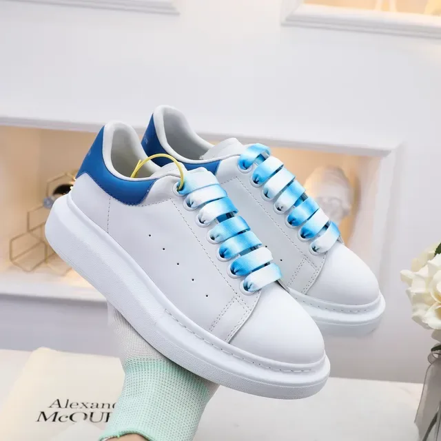 Alexander McQueen Oversized Sneaker White Blue Platform Sole Smooth Leather Upper Lifestyle Sneakers 5