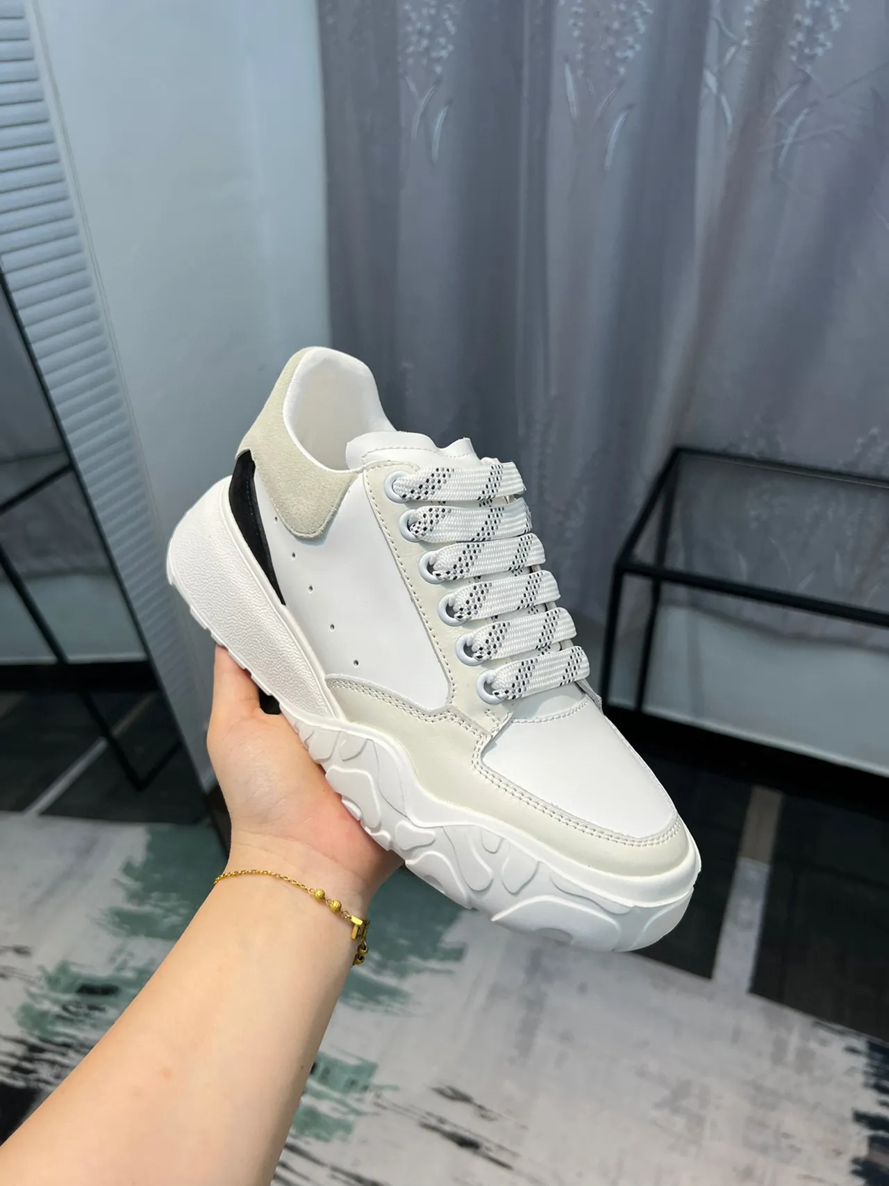 Alexander McQueen Oversized Sneaker White Gray Black Chunky Sneakers 4
