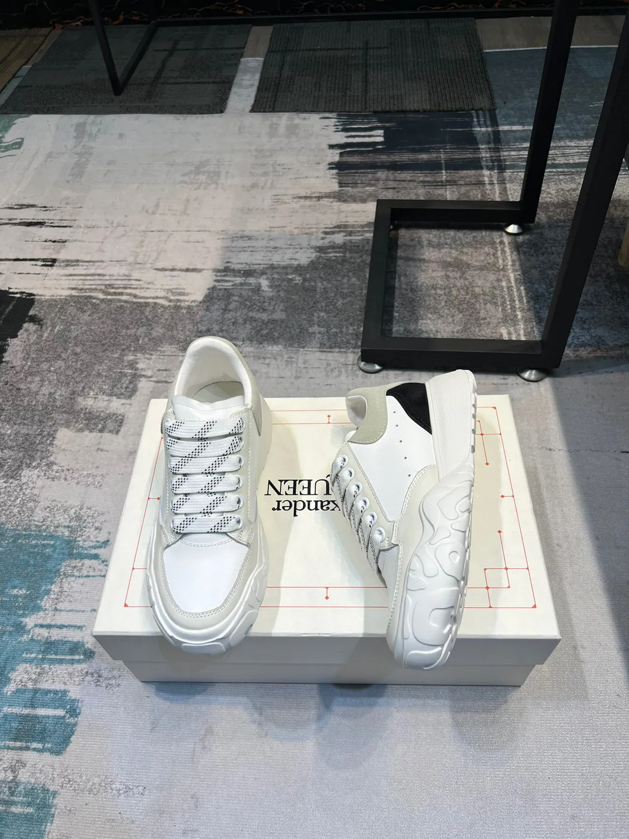 Alexander McQueen Oversized Sneaker White Gray Black Chunky Sneakers 5