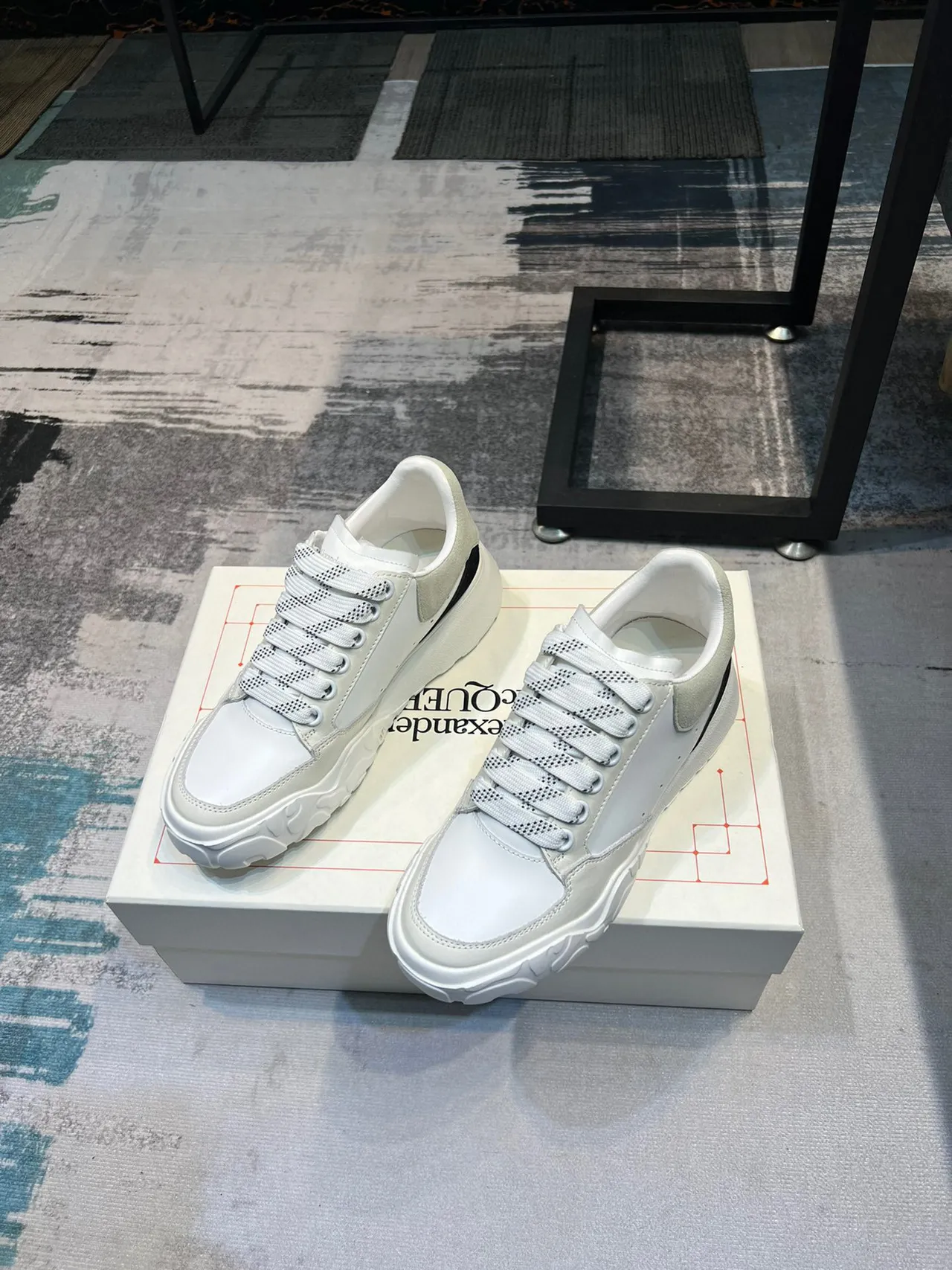 Alexander McQueen Oversized Sneaker White Gray Black Chunky Sneakers 6