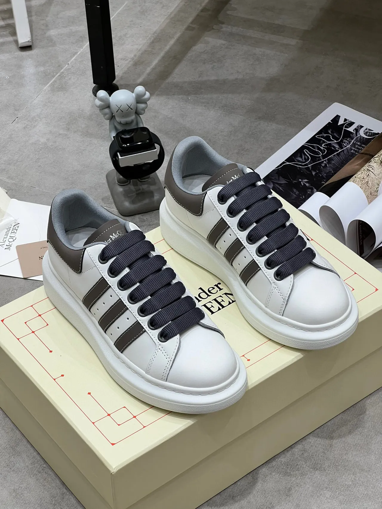 Alexander McQueen Oversized Sneaker White Gray Lifestyle Sneakers 3