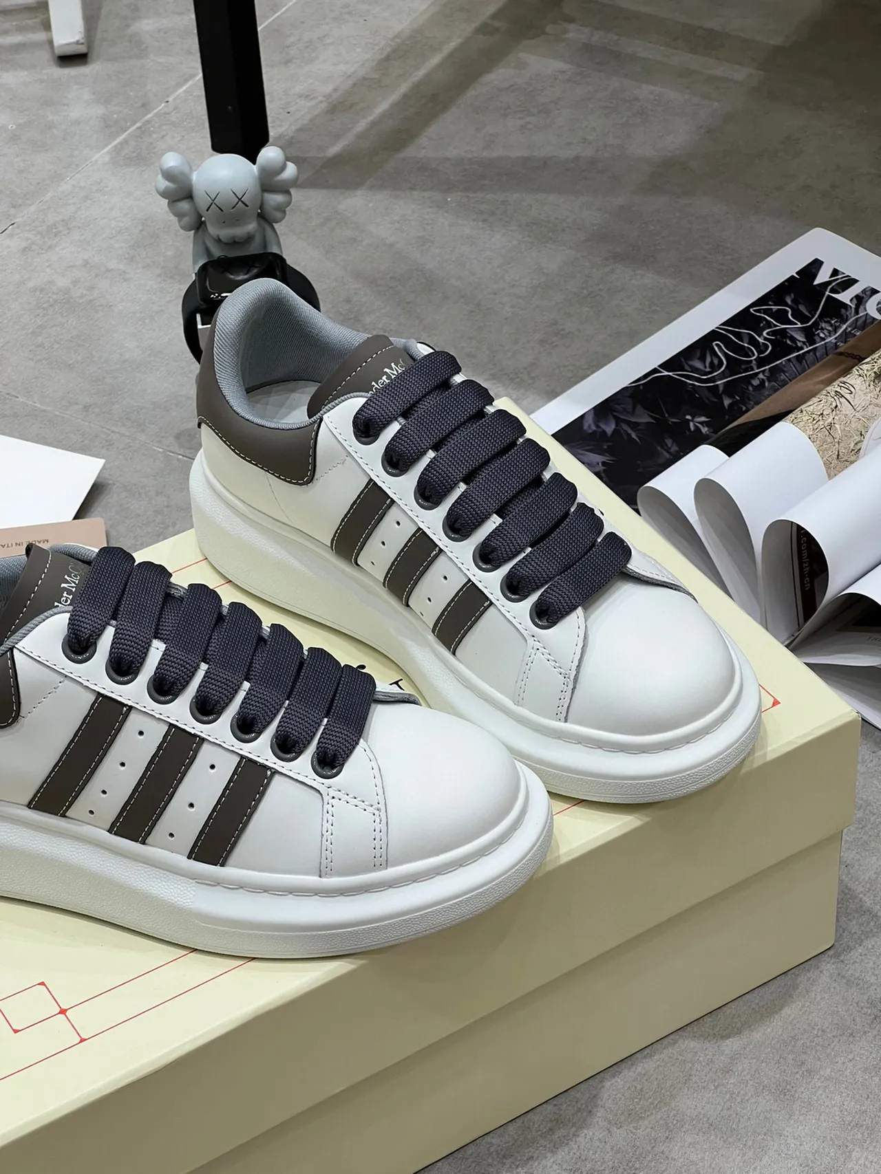 Alexander McQueen Oversized Sneaker White Gray Lifestyle Sneakers 6