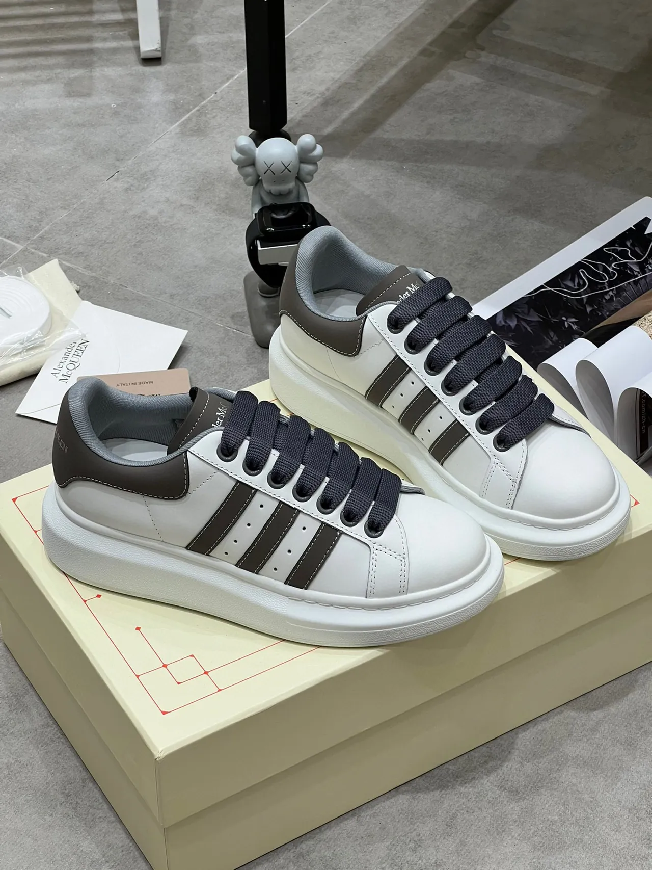 Alexander McQueen Oversized Sneaker White Gray Lifestyle Sneakers 7