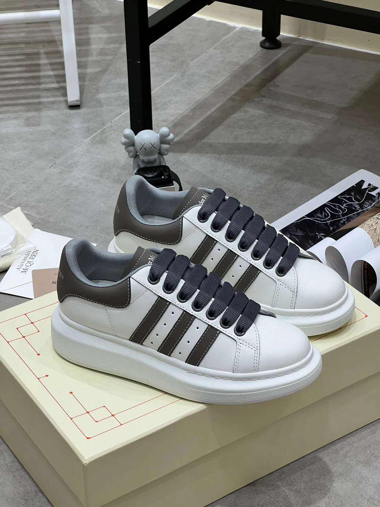 Alexander McQueen Oversized Sneaker White Gray Lifestyle Sneakers 9