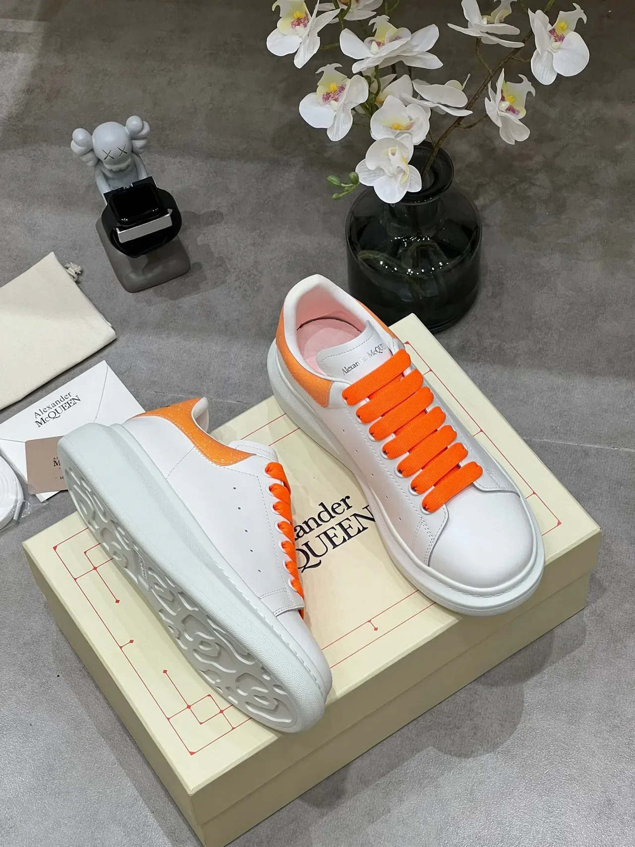 Alexander McQueen Oversized Sneaker White Orange Glitter Lifestyle Sneakers 6