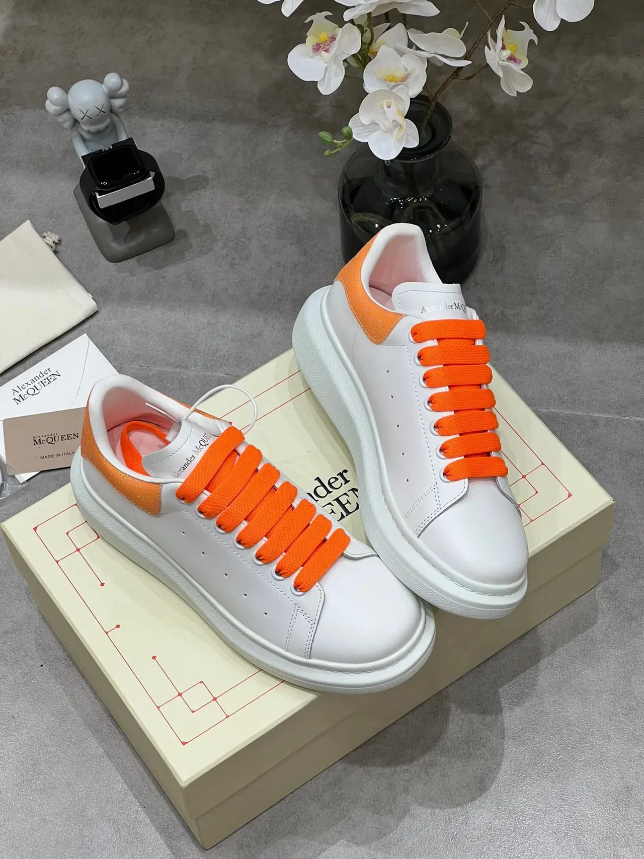 Alexander McQueen Oversized Sneaker White Orange Glitter Lifestyle Sneakers 7
