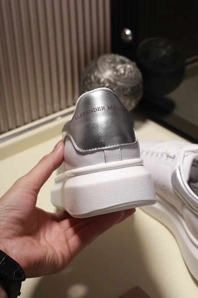 Alexander McQueen Oversized Sneaker White Silver Platform Sole Leather Upper Chunky Sneakers 2
