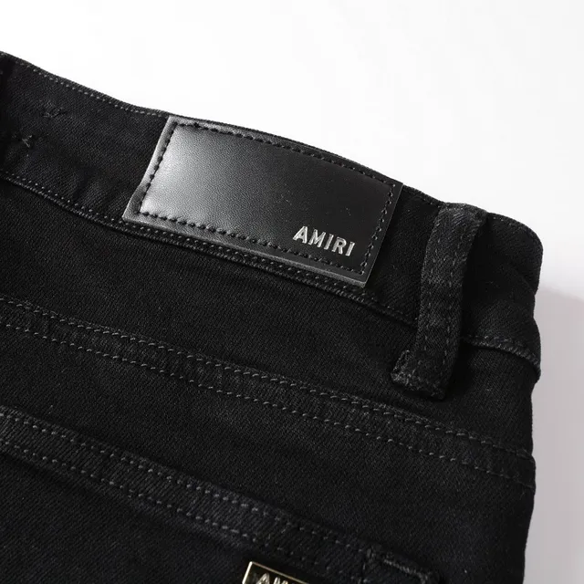 Amiri Negro Beige Desgastado Slim-Fit Jeans 6