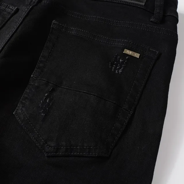 Amiri Negro Beige Desgastado Slim-Fit Jeans 7