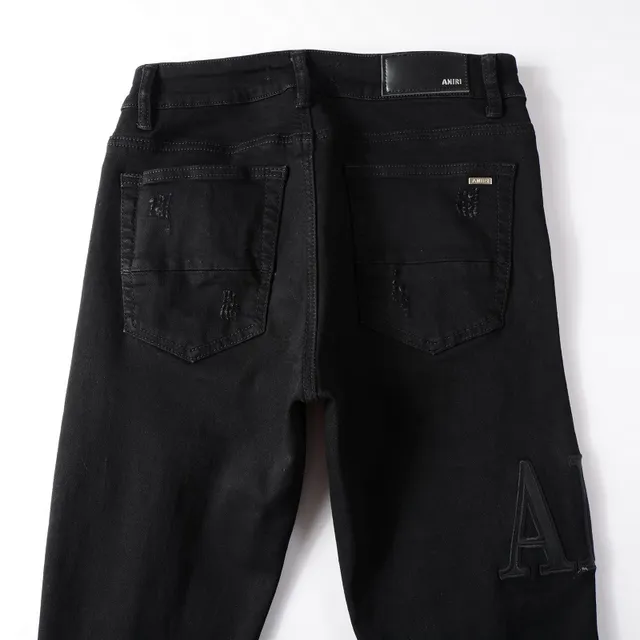 Amiri Negro Beige Desgastado Slim-Fit Jeans 8