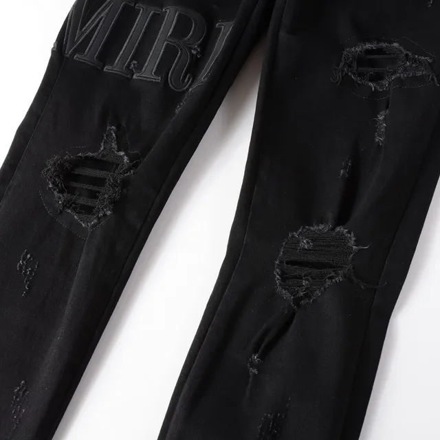 Amiri Negro Beige Desgastado Slim-Fit Jeans 9