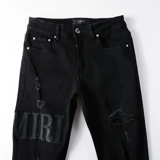 Amiri Negro Beige Desgastado Slim-Fit Jeans 14