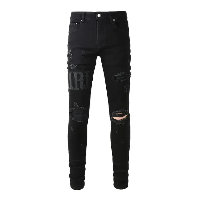 Amiri Negro Beige Desgastado Slim-Fit Jeans 17