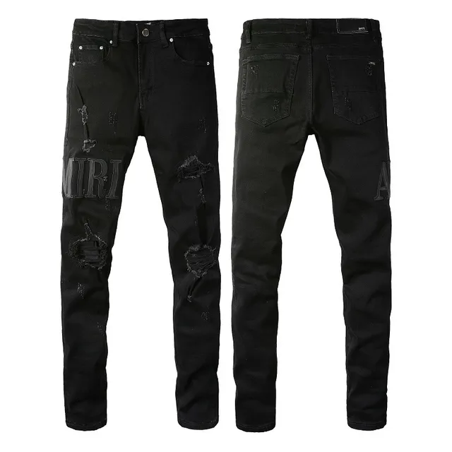 Amiri Negro Beige Desgastado Slim-Fit Jeans 18