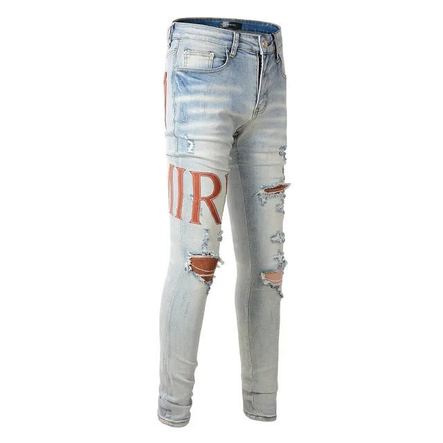 Amiri Logo Print Distressed Skinny Jeans 6