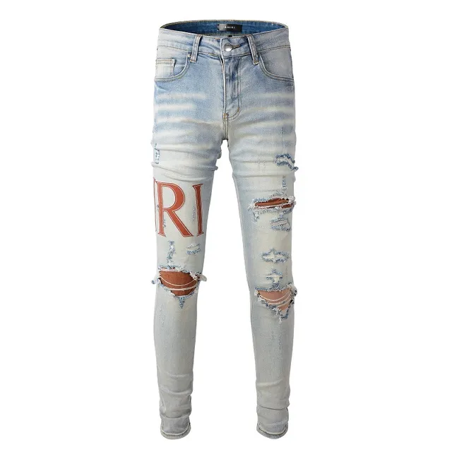 Amiri Logo Print Distressed Skinny Jeans 7