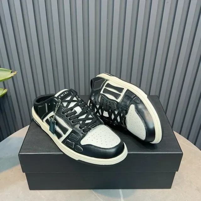 Amiri Skel Top Black White Panelled Leather Open-Back Mule Lifestyle Sneakers 3