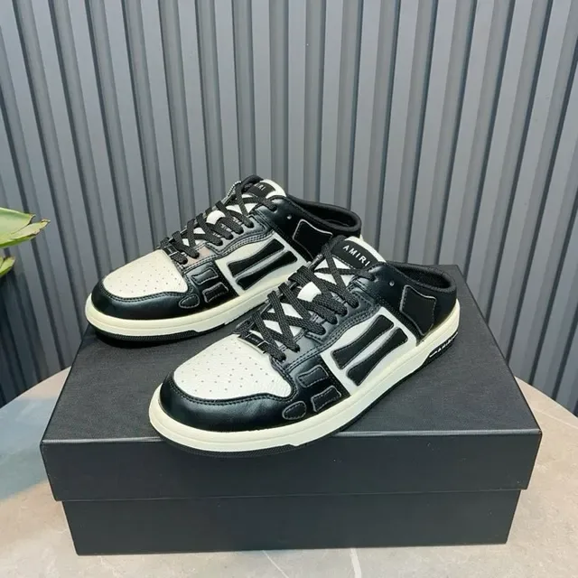 Amiri Skel Top Black White Panelled Leather Open-Back Mule Lifestyle Sneakers 5