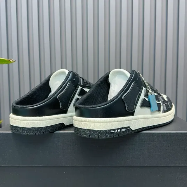 Amiri Skel Top Black White Panelled Leather Open-Back Mule Lifestyle Sneakers 6