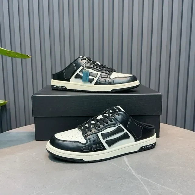 Amiri Skel Top Black White Panelled Leather Open-Back Mule Lifestyle Sneakers 7