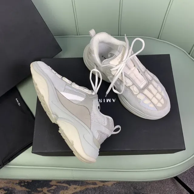 Amiri Skel Top Light Gray and Off-White Chunky Sneakers 7