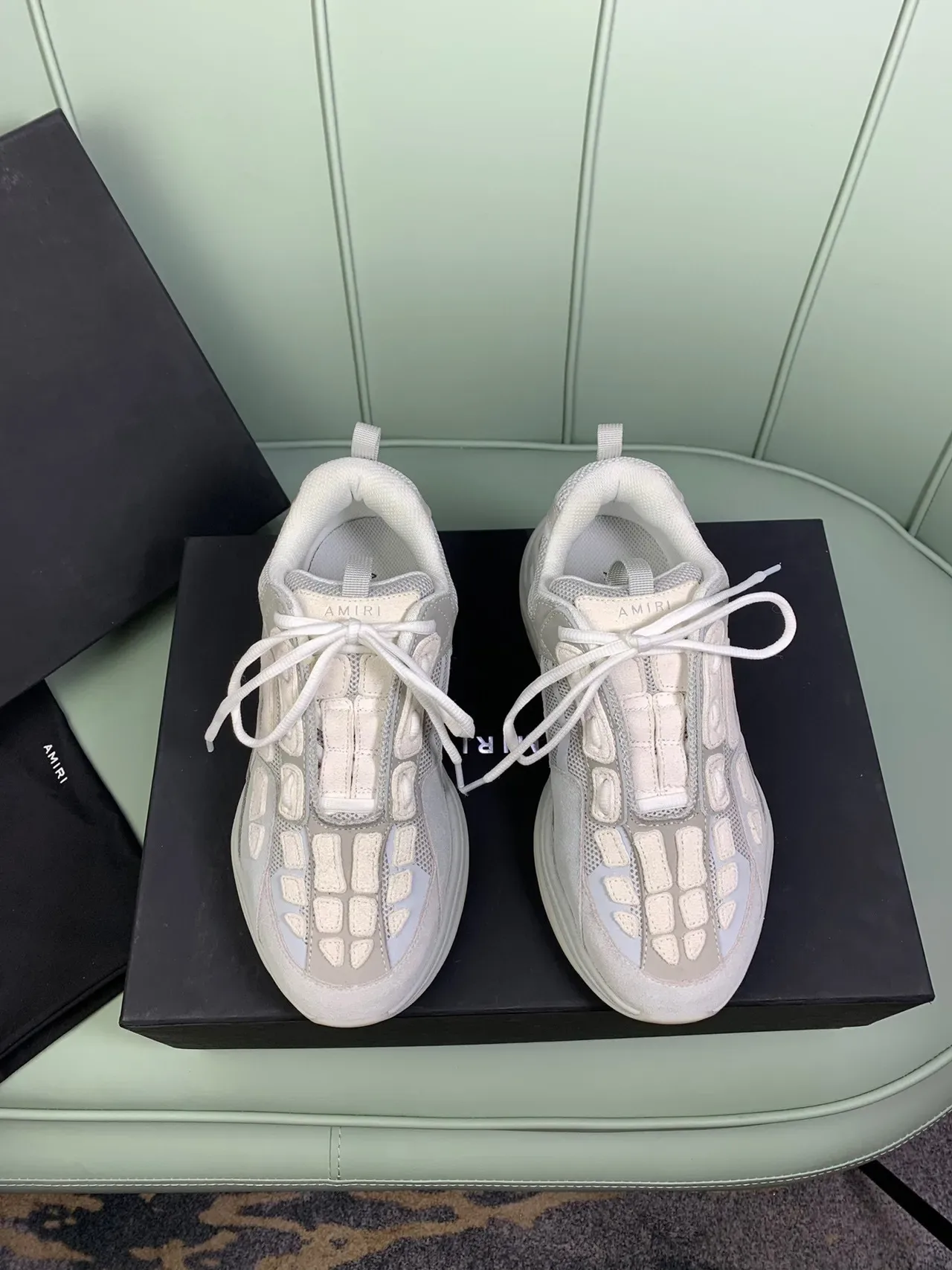 Amiri Skel Top Light Gray and Off-White Chunky Sneakers 9