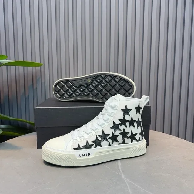 Amiri Skel Top blanco y negro Star-Appliqué Lifestyle Sneakers 5