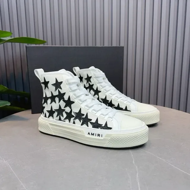 Amiri Skel Top blanco y negro Star-Appliqué Lifestyle Sneakers 7