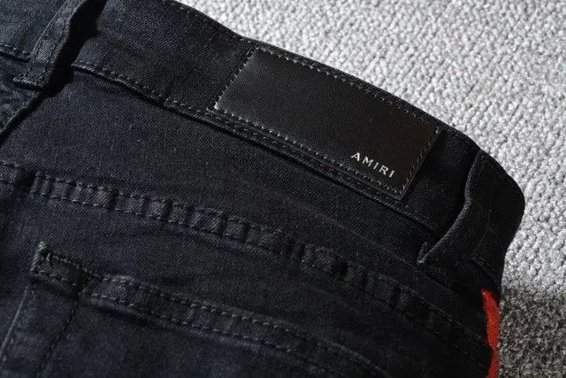 Amiri Faixa de Pista Calça Jeans Preta Desgastada 4