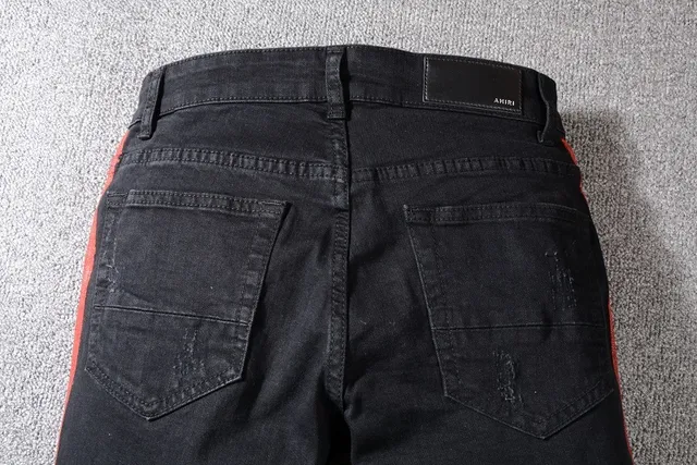 Amiri Faixa de Pista Calça Jeans Preta Desgastada 6