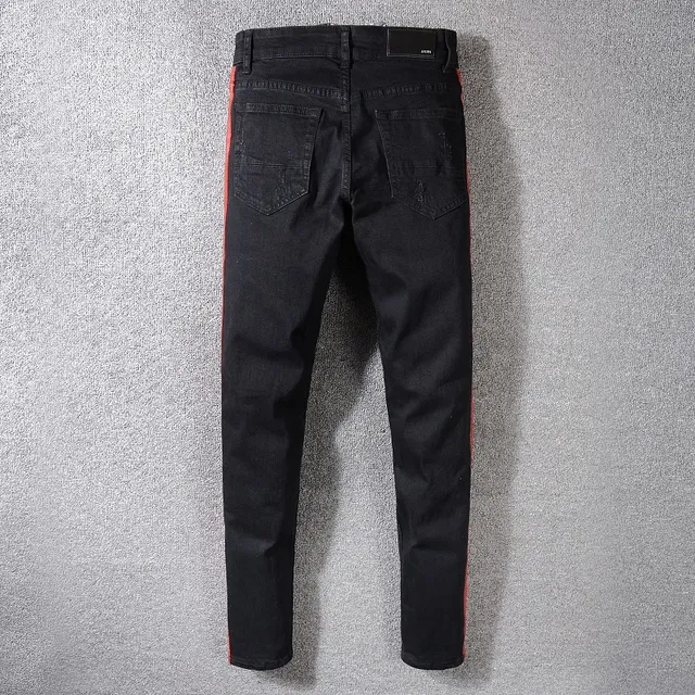 Amiri Faixa de Pista Calça Jeans Preta Desgastada 7
