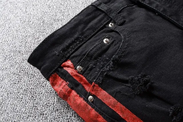 Amiri Faixa de Pista Calça Jeans Preta Desgastada 8